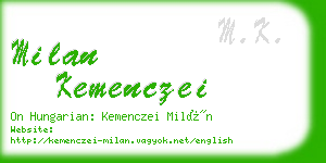 milan kemenczei business card